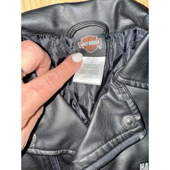 Harley Davidson Faux Leather Jacket Toddler 2T Biker Halloween Winter Coat R2 - Picture 4 of 8